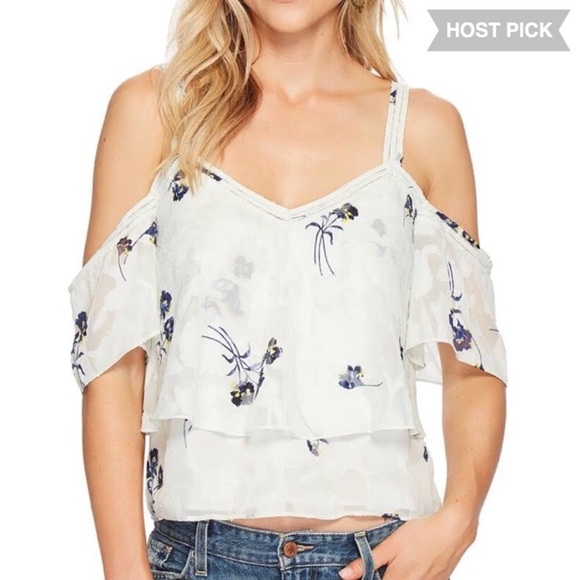 LUCKY BRAND | Floral Print Cold-Shoulder Top - Picture 1 of 6